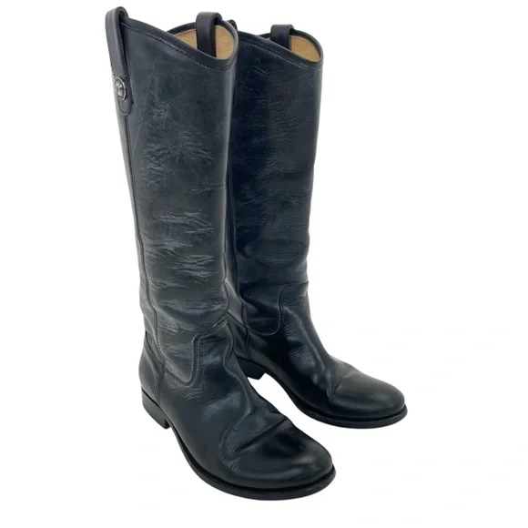 Frye Melissa Button Riding Boots 7 1/2 Black - Picture 3 of 16